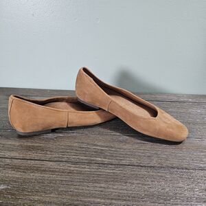 Vionic Orinda Women's Size 8.5 Camel Suede Leather Ballet Flat with Square Toe